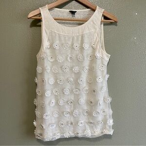 Ann Taylor Sleeveless Tank Top with Flower Accents- S